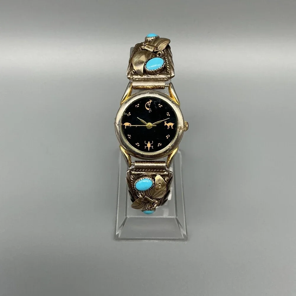 Vintage Skyway Trading Company Women Watch 24mm Sterling Turquoise Tips New Batt